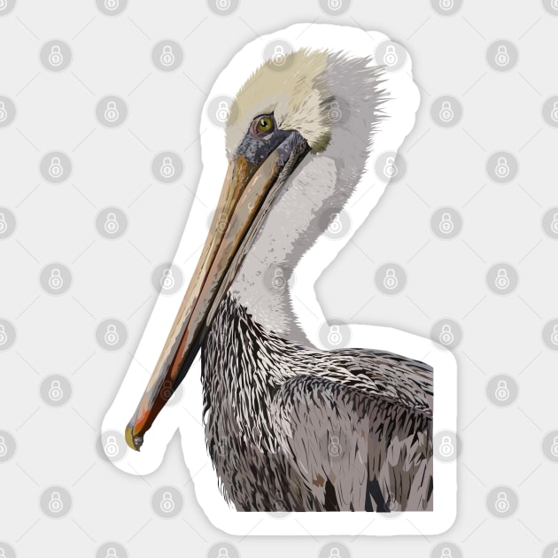 Brown pelican Sticker by obscurite